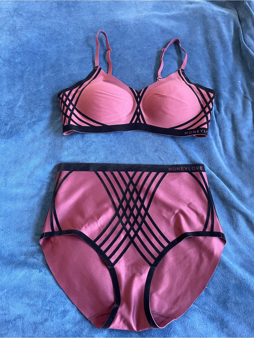Honeylove Burgundy Sculpting Bra & High-Waist Brief Set